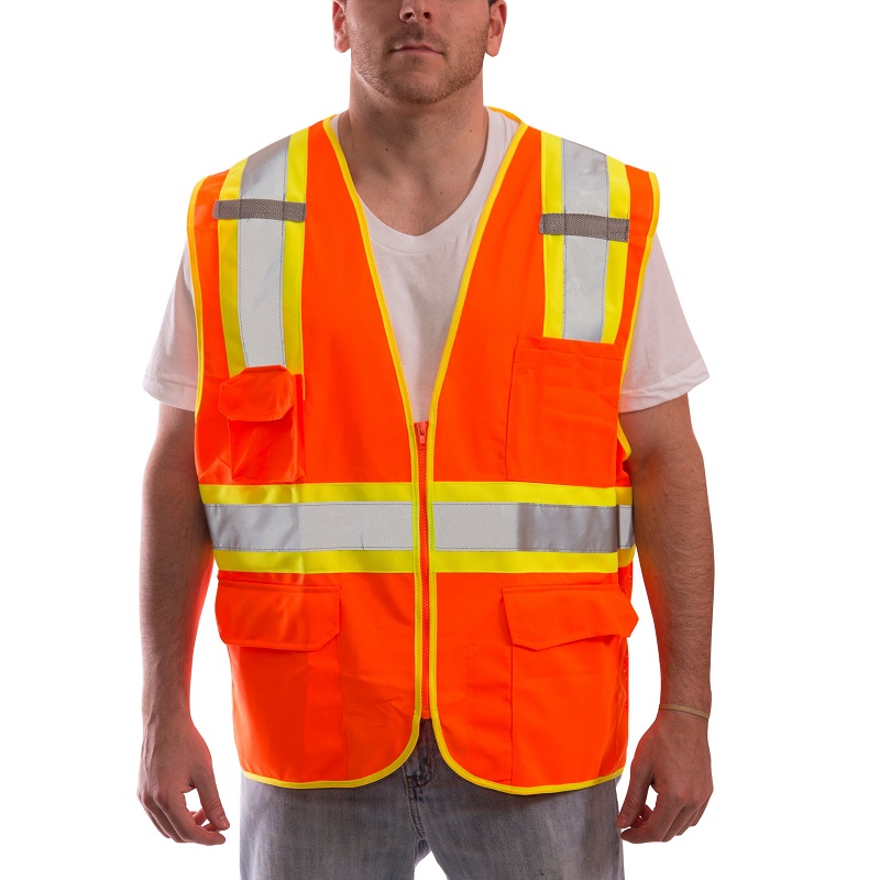 Job Sight Class 2 Two-Tone Surveyor Vest in Flouresc Orange